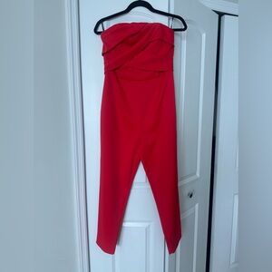 RACHEL Rachel Roy Red Strapless Jumpsuit